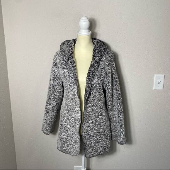 Victoria's Secret PINK Open Front Gray Sherpa Hooded Cardigan Women's Size Small - Picture 12 of 16